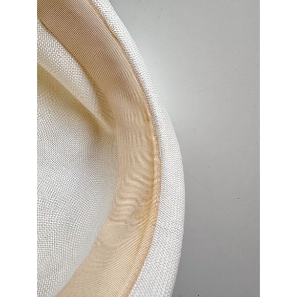 Vintage White Basketweave Green Pink Satin Twill Tie Bucket Hat - Picture 14 of 16